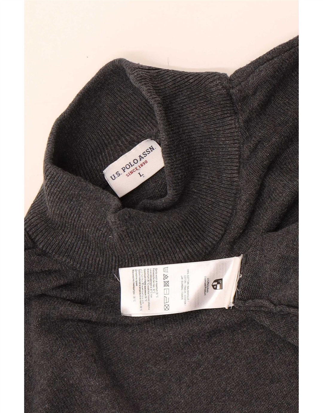 U.S. Polo Assn. Mens Turtle Neck Jumper Sweater Large Grey