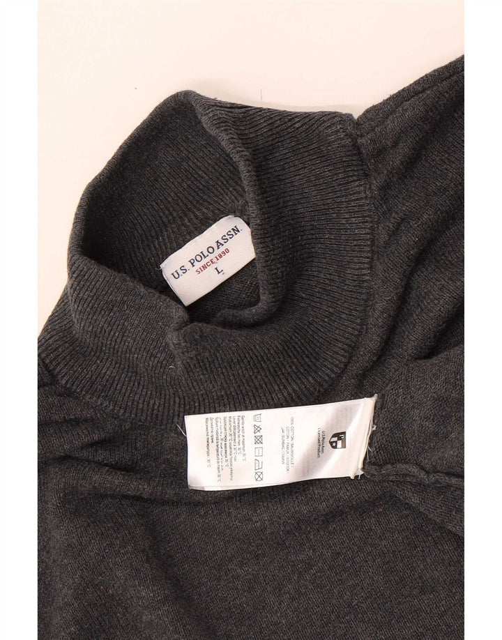 U.S. Polo Assn. Mens Turtle Neck Jumper Sweater Large Grey