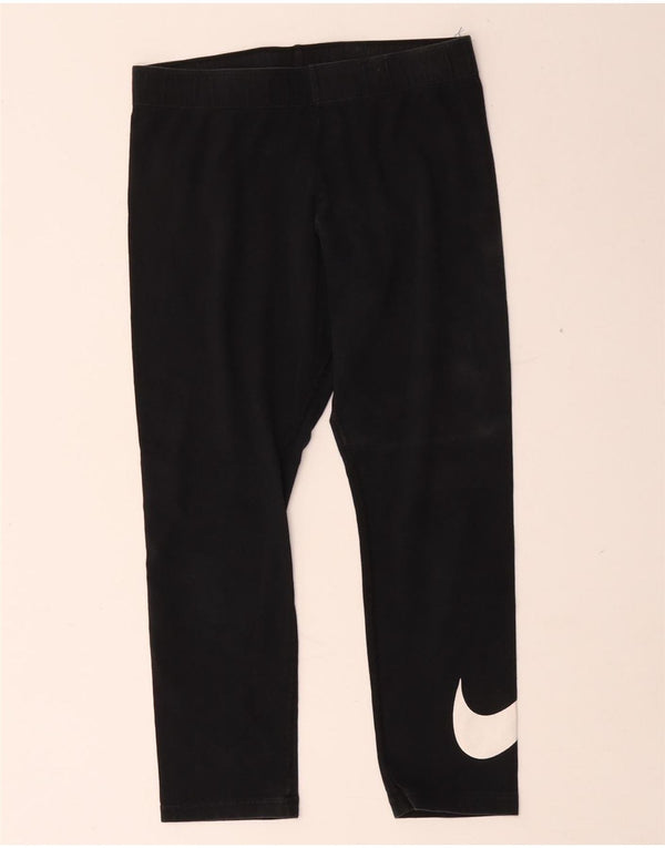 Nike Womens Graphic Capri Leggings UK 8 Small  Black Cotton