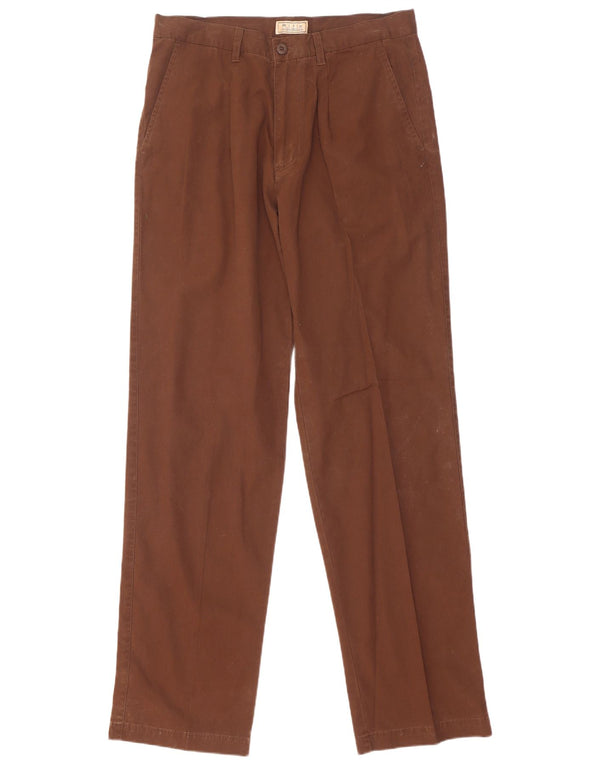 Rifle Mens Straight Chino Trousers W34 L34 Brown Cotton