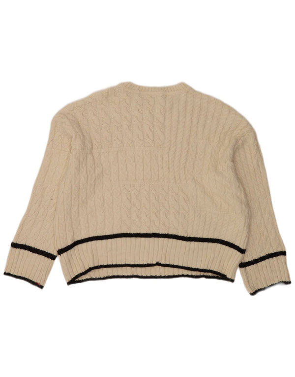 Marks & Spencer Womens Crop Boat Neck Jumper Sweater UK 16 Large Beige