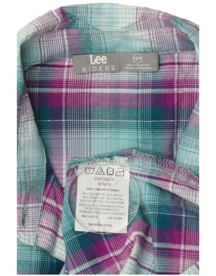 Lee Womens Riders Sleeveless Shirt UK 14 Medium Green Check Polyester