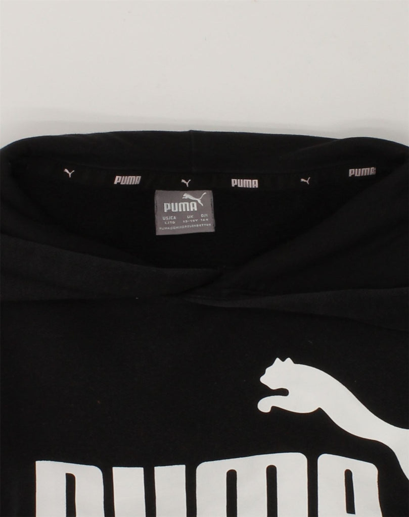 PUMA Boys Graphic Hoodie Jumper 13-14 Years Black | Vintage Puma | Thrift | Second-Hand Puma | Used Clothing | Messina Hembry 