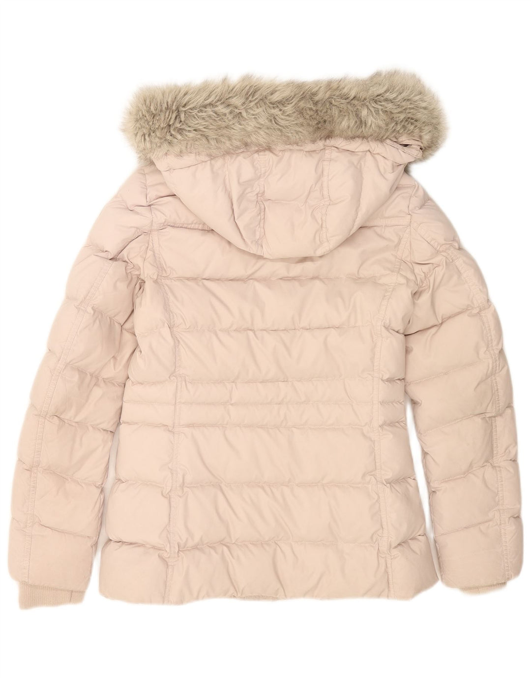 Tommy Hilfiger Womens Hooded Padded Jacket UK 6 XS Pink Polyester
