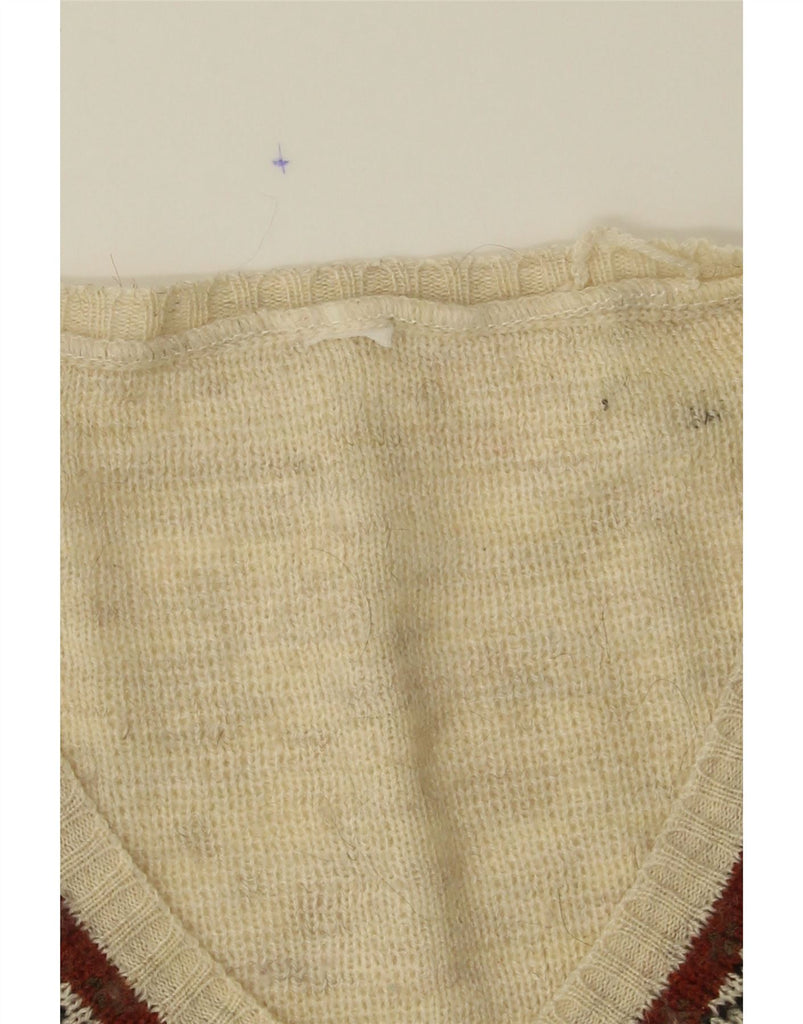 VINTAGE Womens V-Neck Jumper Sweater UK 18 XL Beige Fair Isle Vintage Vintage and Second-Hand Vintage from Messina Hembry 