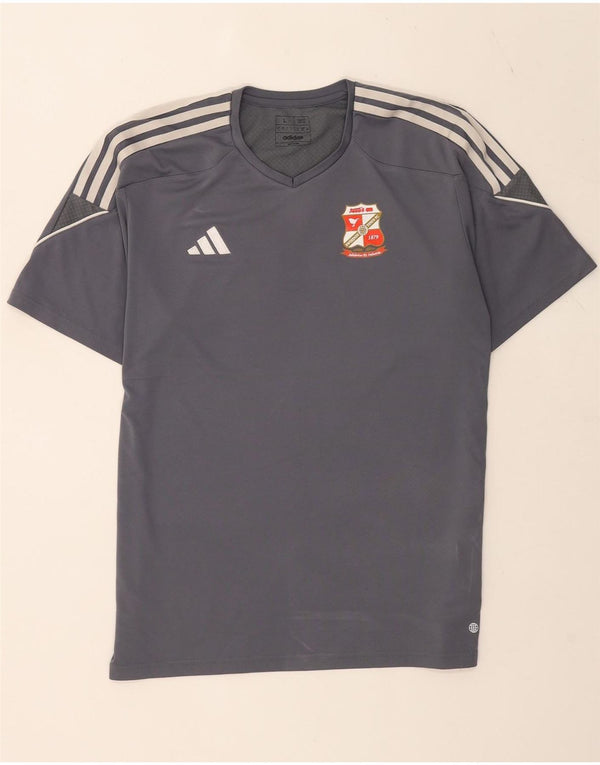 Adidas Mens Swindon Town FC Slim Fit T-Shirt Top Large Grey Polyester