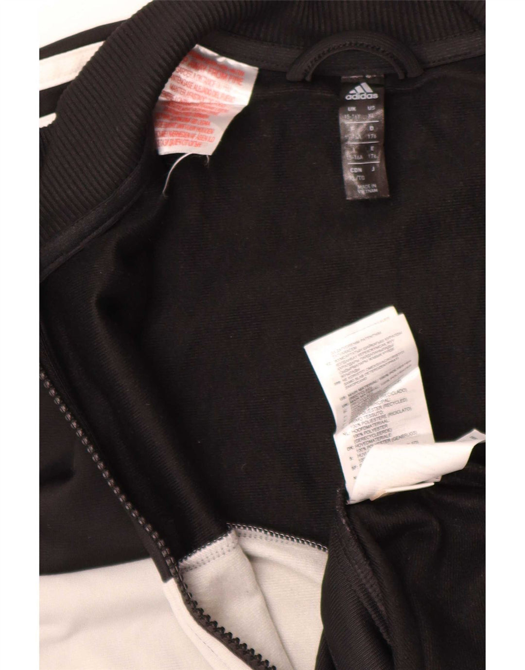 Adidas Boys Tracksuit Top Jacket 15-16 Years Black Colourblock Polyester