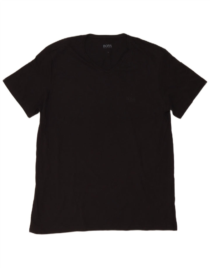 HUGO BOSS Mens T-Shirt Top Large Black Cotton