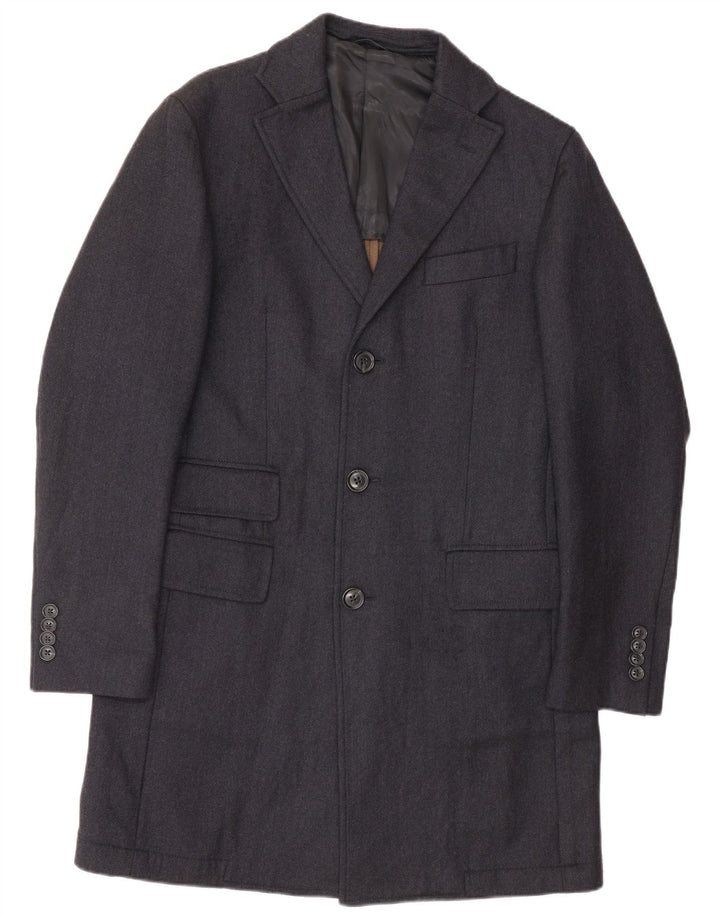 LUIGI BIANCHI Mens Longline Blazer Jacket IT 48 Medium Navy Blue Classic