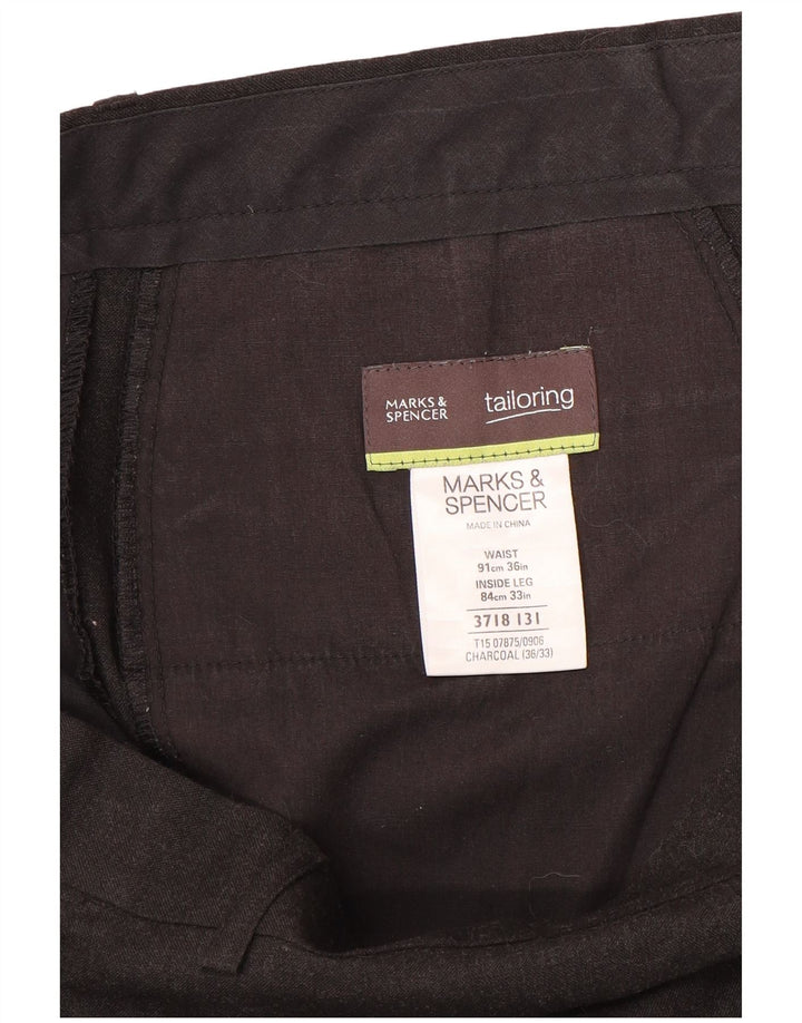 Marks & Spencer Mens Straight Suit Trousers W36 L33 Grey Polyester