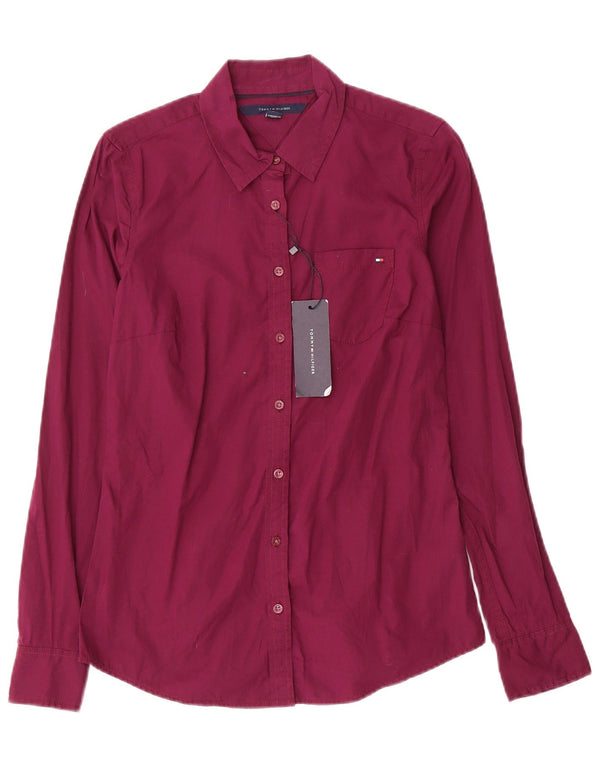 Tommy Hilfiger Womens Shirt UK 6 XS Purple Cotton