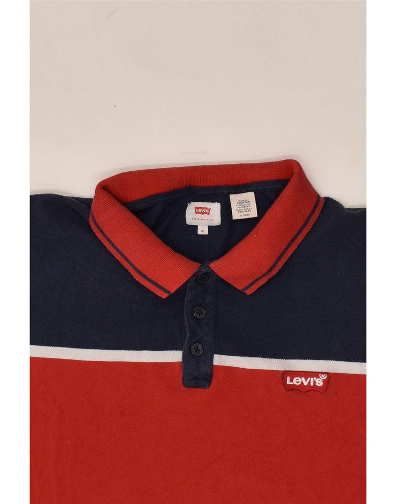 LEVI'S Mens Tall Polo Shirt XL Red Colourblock Cotton | Vintage Levi's | Thrift | Second-Hand Levi's | Used Clothing | Messina Hembry 