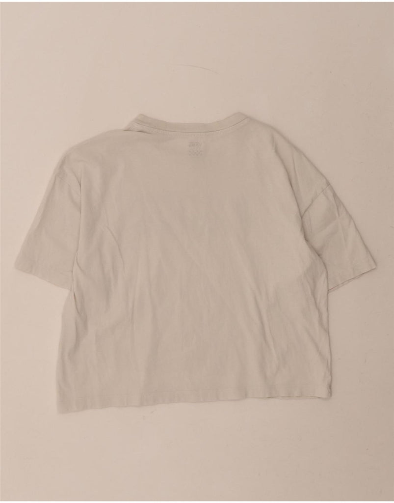 VANS Womens Oversized Crop Graphic T-Shirt Top UK 10 Small Off White Vintage Vans and Second-Hand Vans from Messina Hembry 