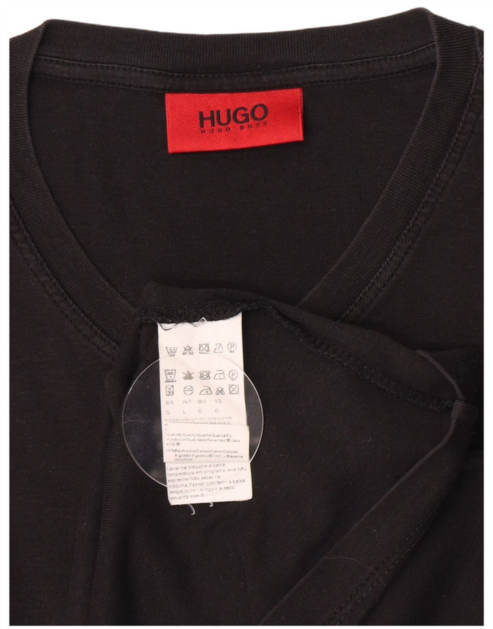 Hugo Boss Mens T-Shirt Top Large Black Cotton