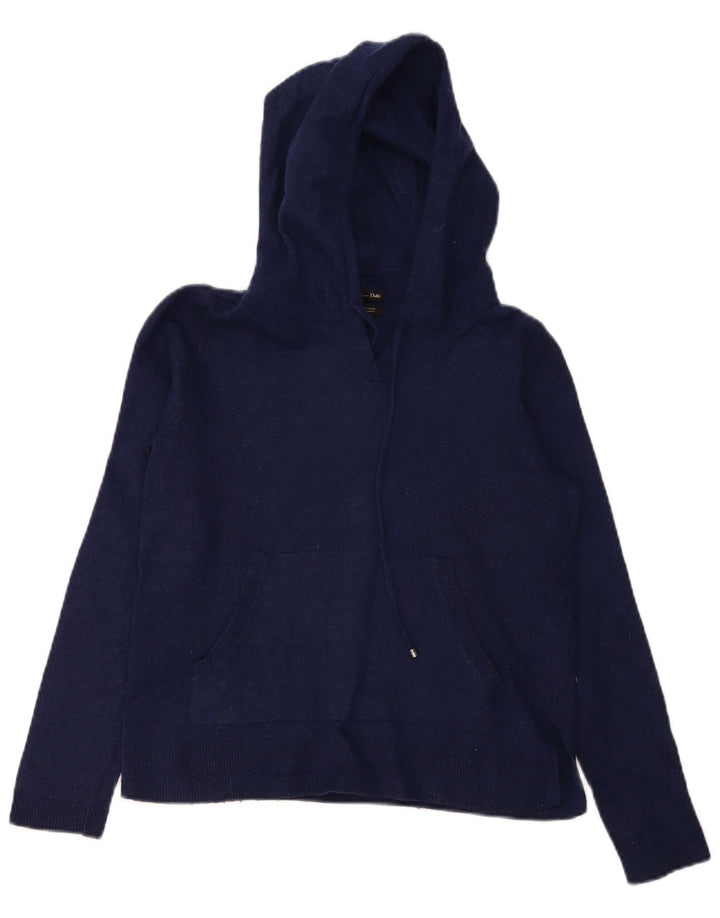 Massimo Dutti Womens Hooded Jumper Sweater UK 10 Small Navy Blue Wool