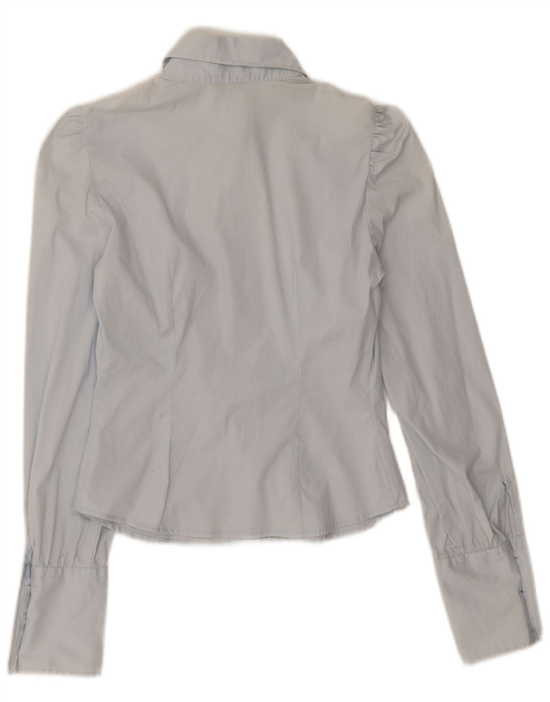 Benetton Womens Crop Shirt UK 8 Small Blue