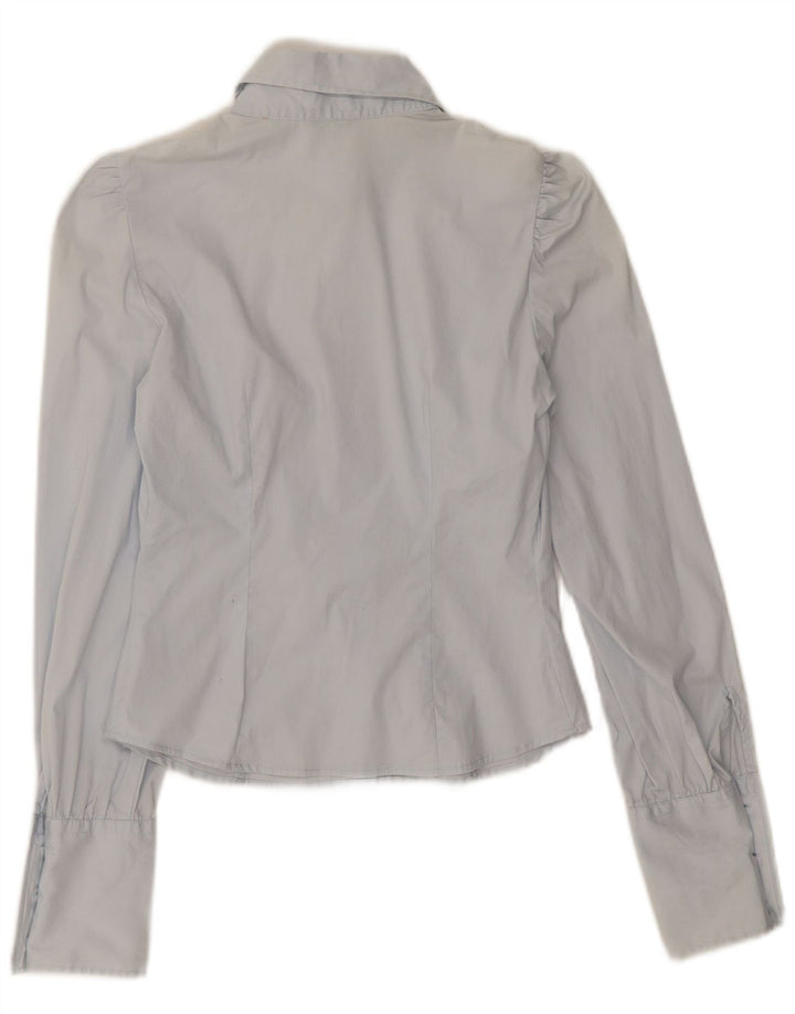 Benetton Womens Crop Shirt UK 8 Small Blue