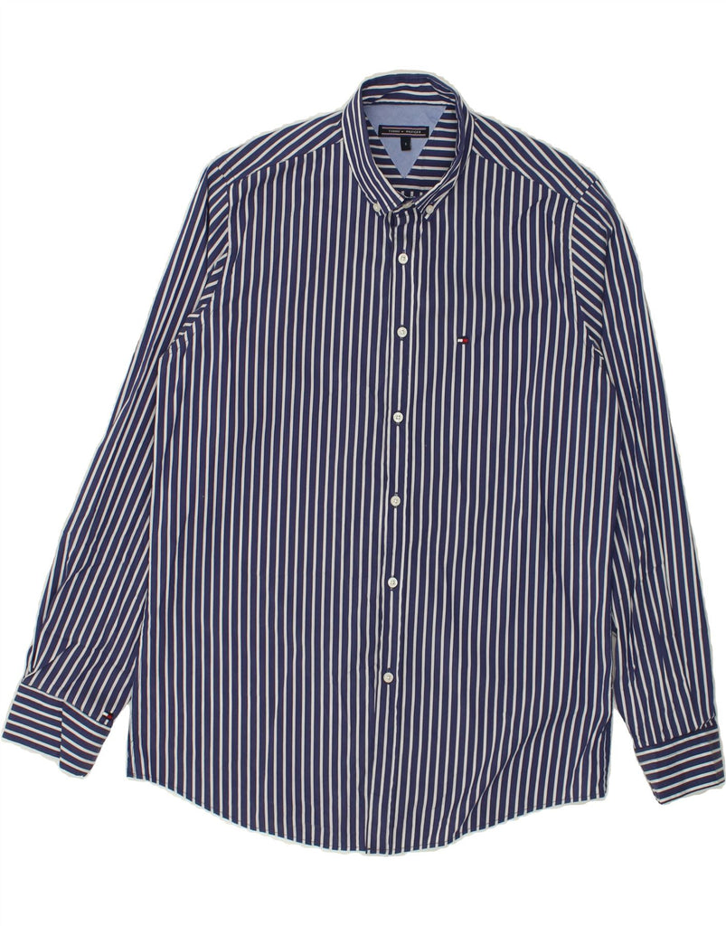 TOMMY HILFIGER Mens Shirt Small Navy Blue Striped | Vintage Tommy Hilfiger | Thrift | Second-Hand Tommy Hilfiger | Used Clothing | Messina Hembry 