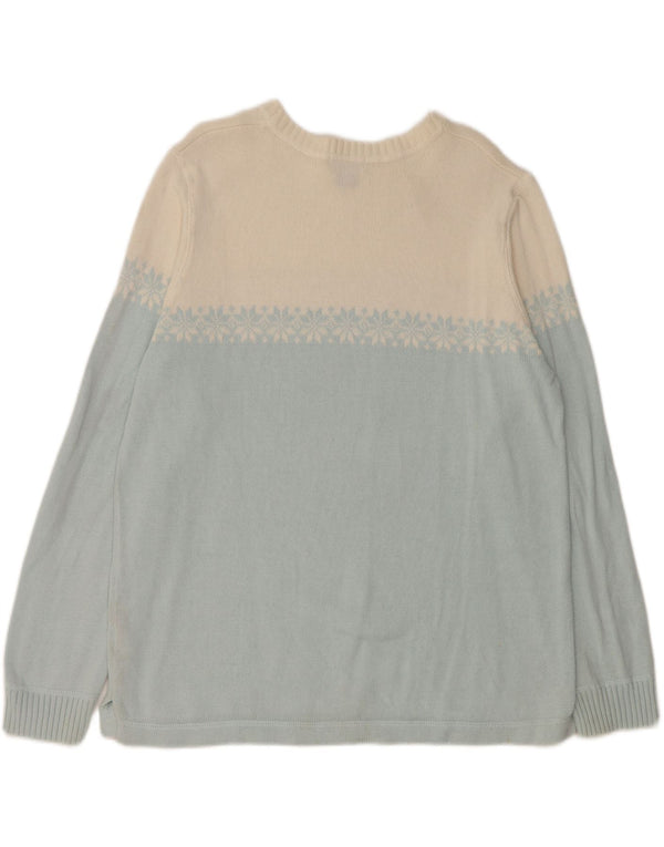 Eddie Bauer Womens Boat Neck Jumper Sweater UK 16 Large Blue Colourblock