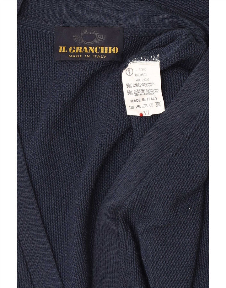 Il Granchio Mens Cardigan Sweater Large Navy Blue Wool