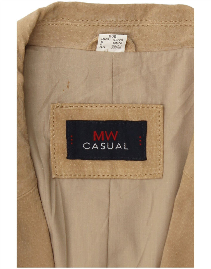 Vintage Mens 2 Button Suede Blazer Jacket UK 46 3XL Beige Leather