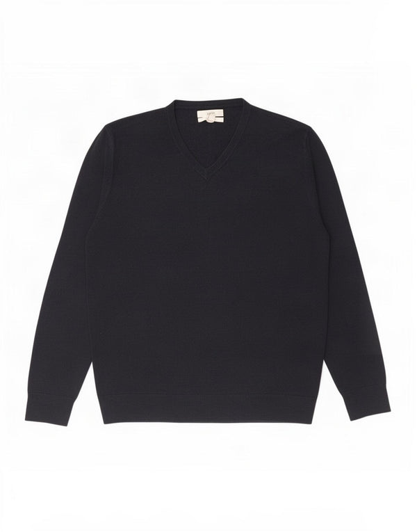 Marks & Spencer Mens V-Neck Jumper Sweater Large Navy Blue Acrylic