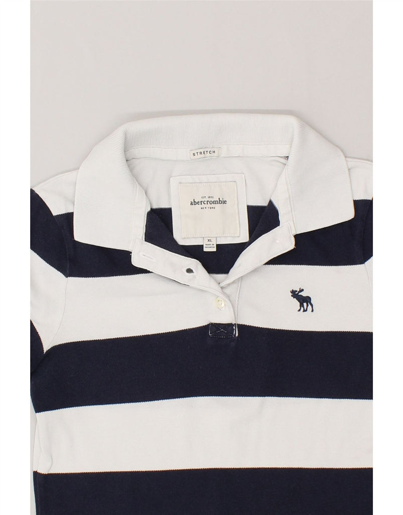 ABERCROMBIE & FITCH Boys Polo Shirt 13-14 Years XL Black Striped Cotton | Vintage Abercrombie & Fitch | Thrift | Second-Hand Abercrombie & Fitch | Used Clothing | Messina Hembry 