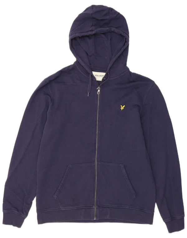LYLE & SCOTT Mens Zip Hoodie Sweater XL Navy Blue Cotton