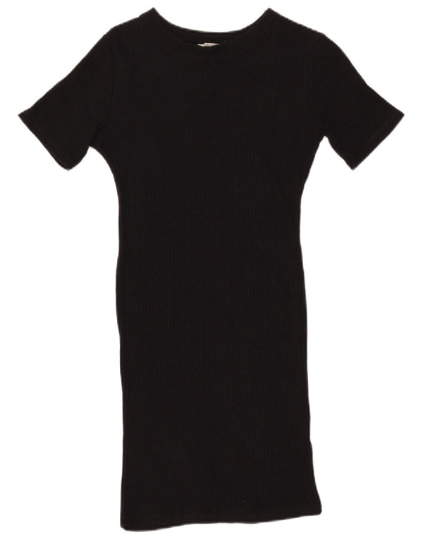 Zara Womens Short Sleeves Bodycon Dress UK 10 Small Black