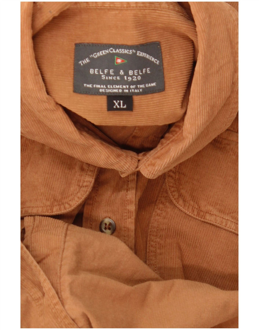 Belfe & Belfe Mens Corduroy Shirt XL Beige