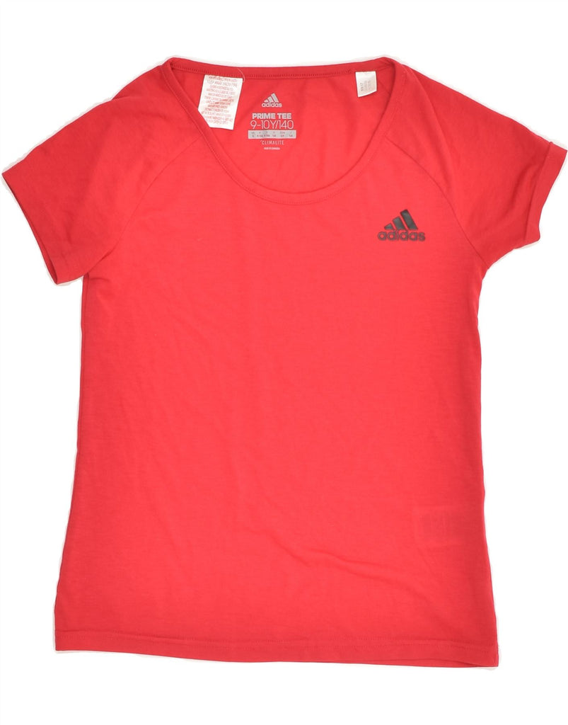 ADIDAS Girls Climalite T-Shirt Top 9-10 Years Red Polyester | Vintage Adidas | Thrift | Second-Hand Adidas | Used Clothing | Messina Hembry 