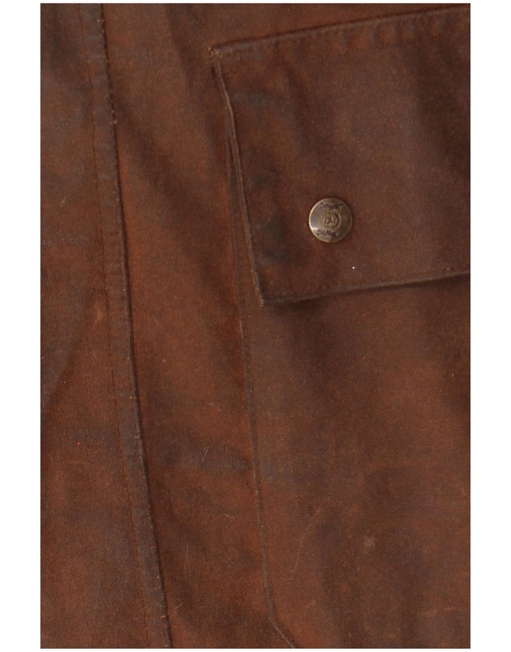 HUNTER Mens Hunting Hooded Waxed Cotton Capelet Coat UK 34 XS Brown Cotton