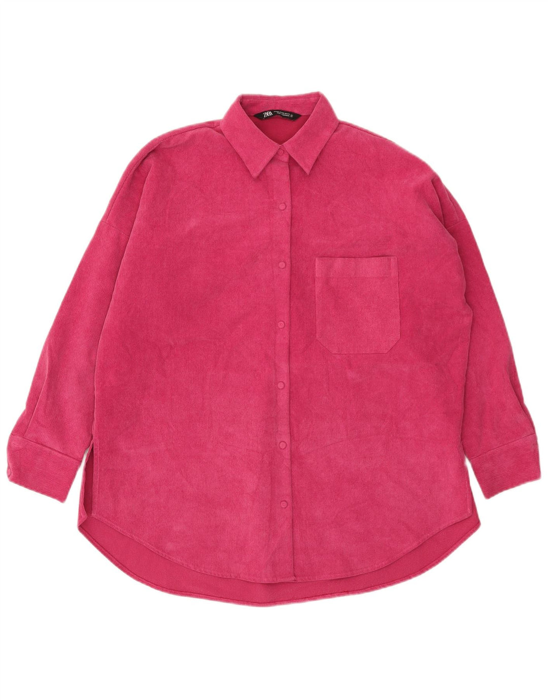 Zara Womens Oversized Flannel Shirt UK 6 XS Pink Polyester