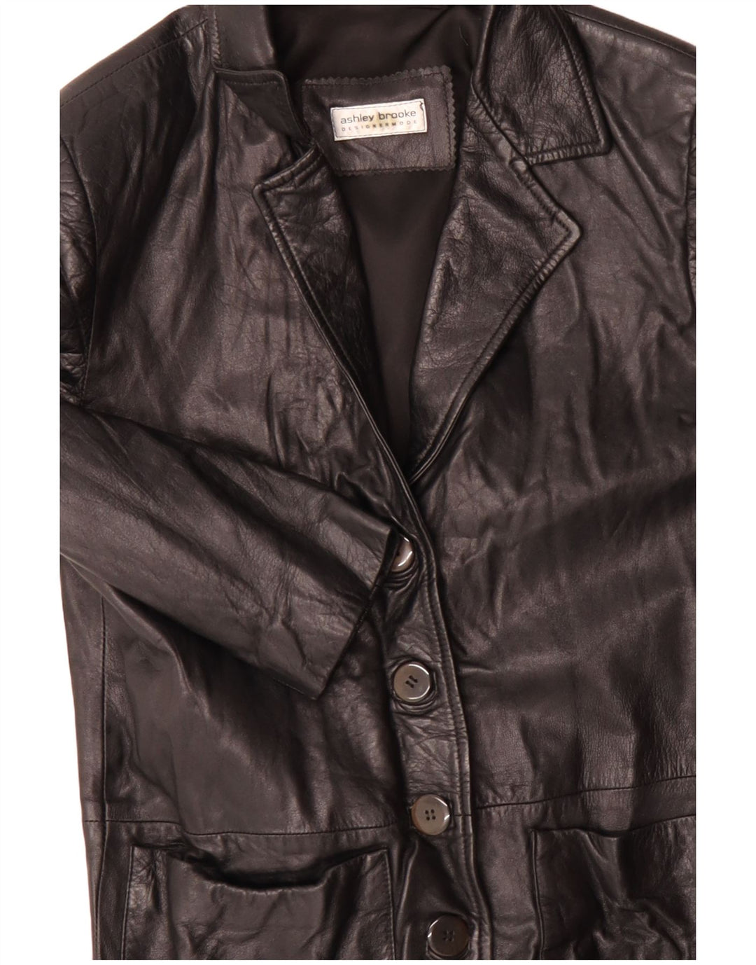Ashley Brooke Womens Leather Coat UK 10 Small Black Leather