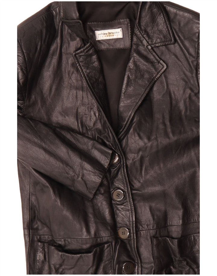 Ashley Brooke Womens Leather Coat UK 10 Small Black Leather