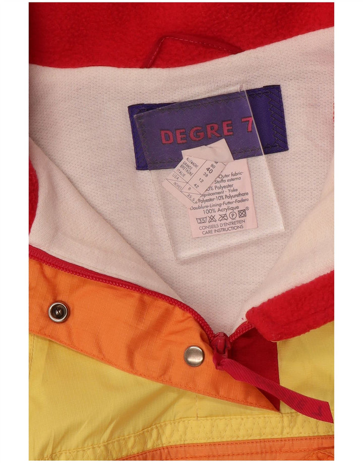 Degre 7 Womens Hooded Anorak Ski Jacket UK 12 Medium Yellow Colourblock