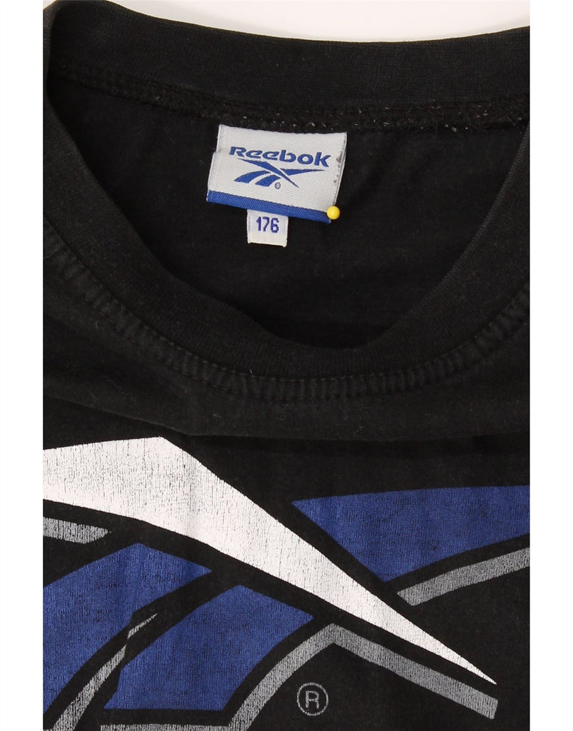 REEBOK Boys Graphic T-Shirt Top 15-16 Years Black Cotton Vintage Reebok and Second-Hand Reebok from Messina Hembry 