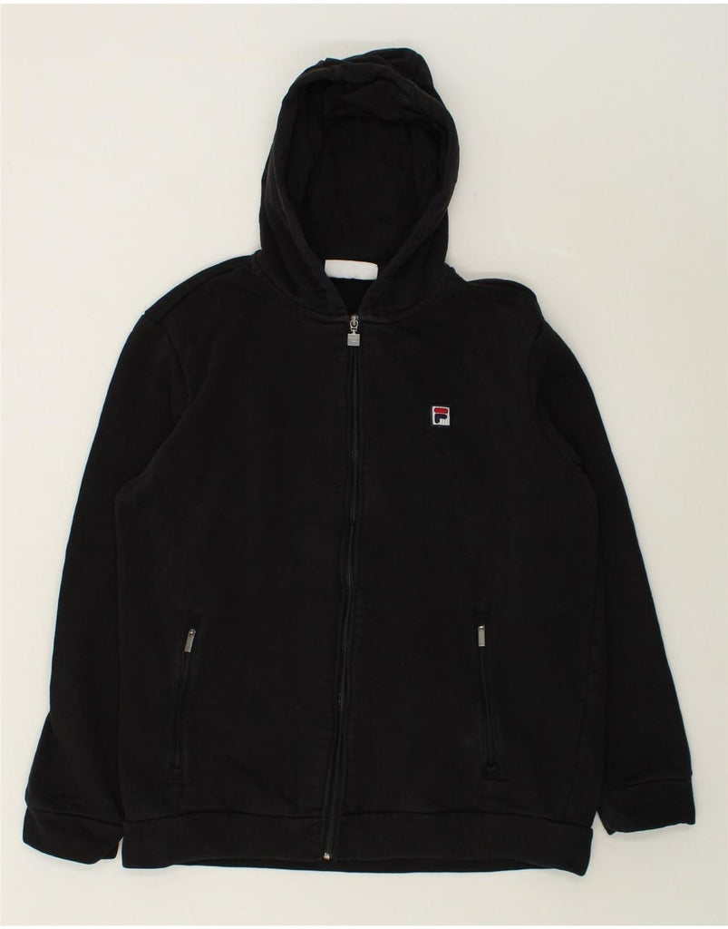 FILA Mens Zip Hoodie Sweater XL Black Cotton | Vintage Fila | Thrift | Second-Hand Fila | Used Clothing | Messina Hembry 