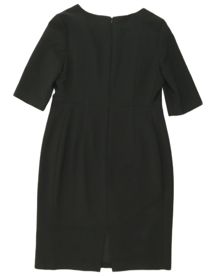 Hobbs Womens 3/4 Sleeve Sheath Dress UK 14 Large Green Polyester
