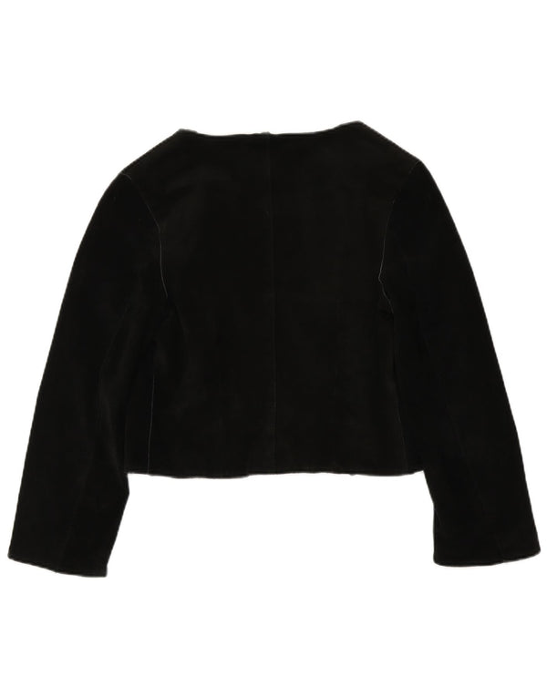 Lavorazione Artigiana Womens Suede Bolero Jacket IT 44 Medium Black Leather