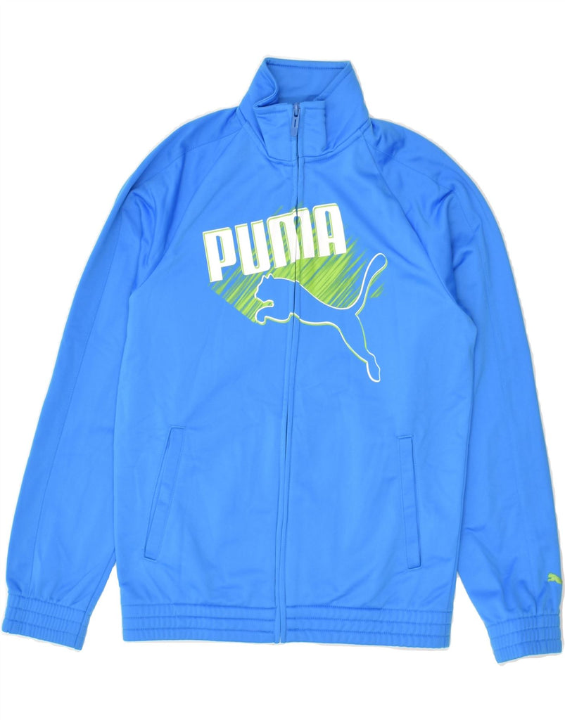 PUMA Boys Graphic Tracksuit Top Jacket 11-12 Years Blue Polyester | Vintage Puma | Thrift | Second-Hand Puma | Used Clothing | Messina Hembry 