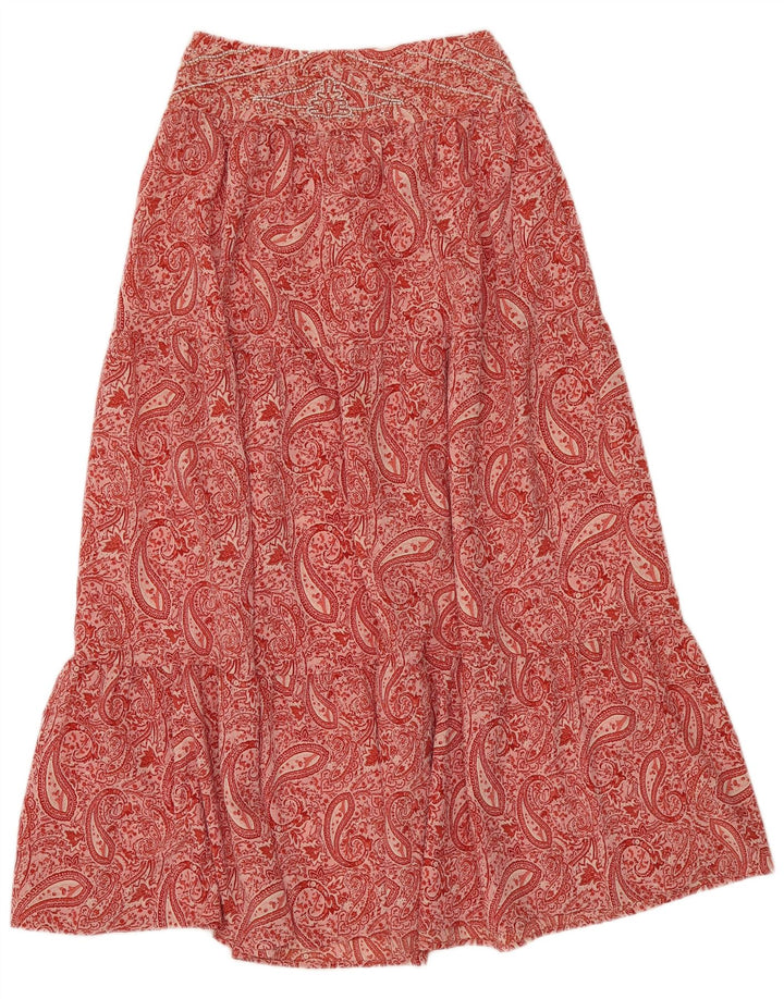 Zara Womens Gypsy Skirt XS W24 Red Paisley Polyester