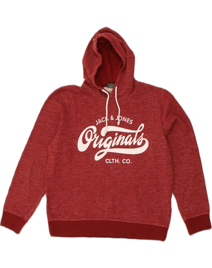 JACK & JONES Mens Graphic Hoodie Jumper XL Red Polyester | Vintage Jack & Jones | Thrift | Second-Hand Jack & Jones | Used Clothing | Messina Hembry 