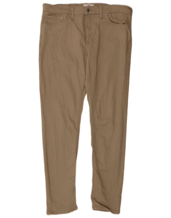 Marks & Spencer Mens Slim Fit Casual Trousers W36 L31 Beige Cotton