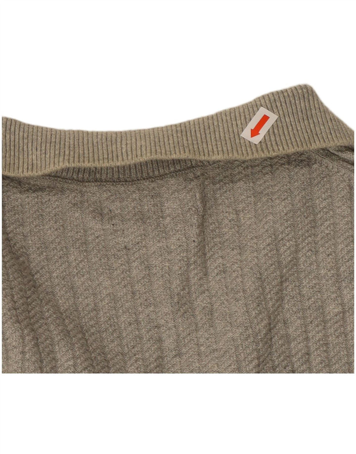 MASSIMO DUTTI Mens Polo Neck Jumper Sweater Medium Grey Cotton