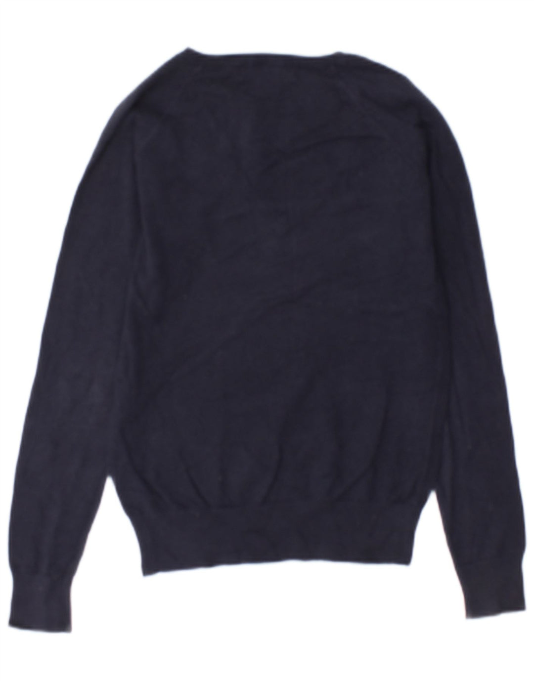 Zara Womens V-Neck Jumper Sweater UK 14 Medium Navy Blue Cotton
