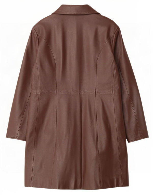 Vintage Womens Leather Coat IT 48 XL Brown