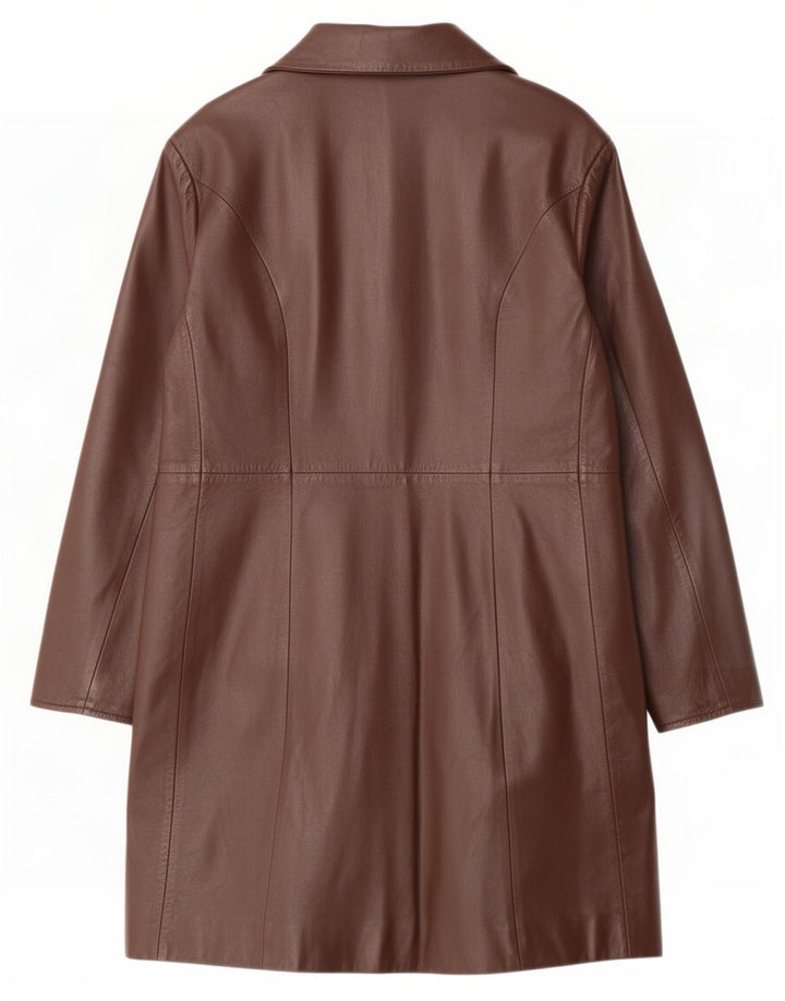 Vintage Womens Leather Coat IT 48 XL Brown