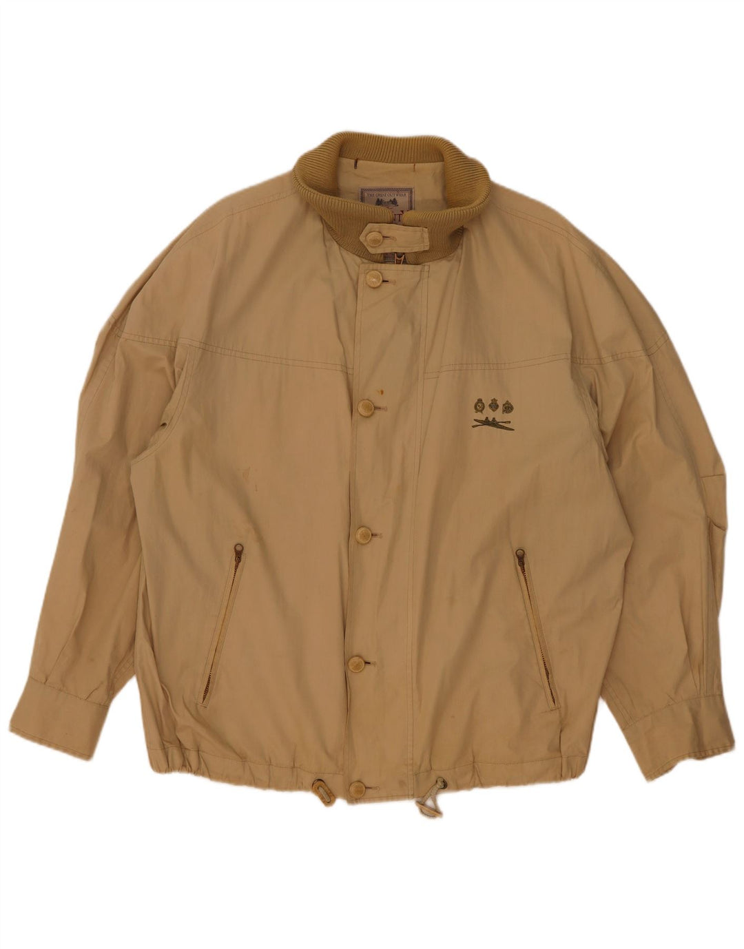 Seventy Mens Bomber Jacket UK 38 Medium Beige Cotton