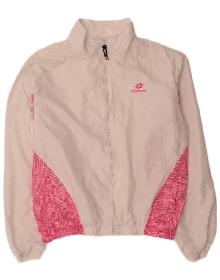 Lotto Womens Tracksuit Top Jacket UK 16 Large White Colourblock Polyester